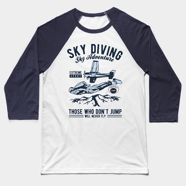 Vector Illustration of Sky Diving. Baseball T-Shirt by beanbeardy